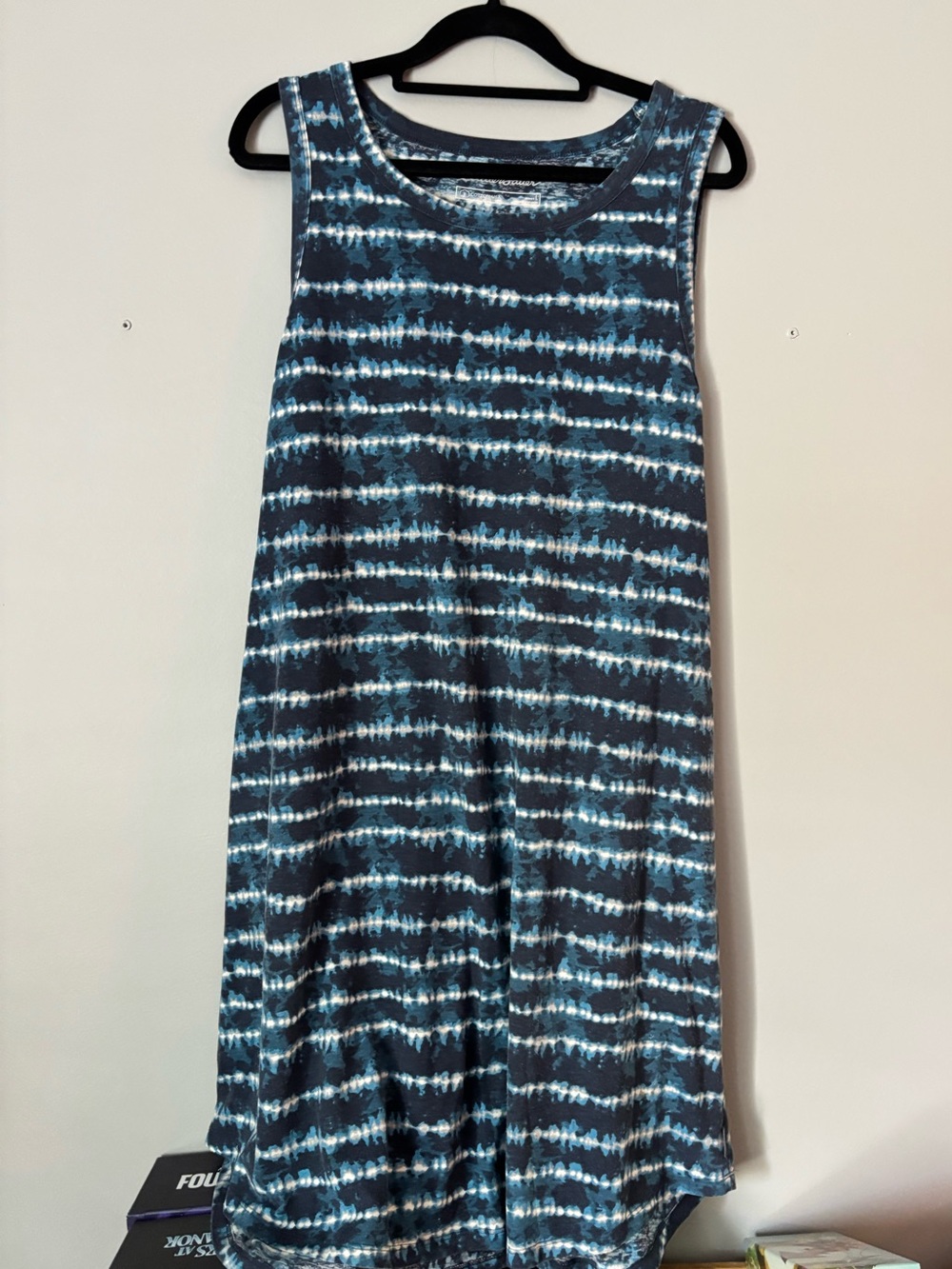 Eddie Bauer Navy and Light Blue Tie-Dye Midi Tank Dress